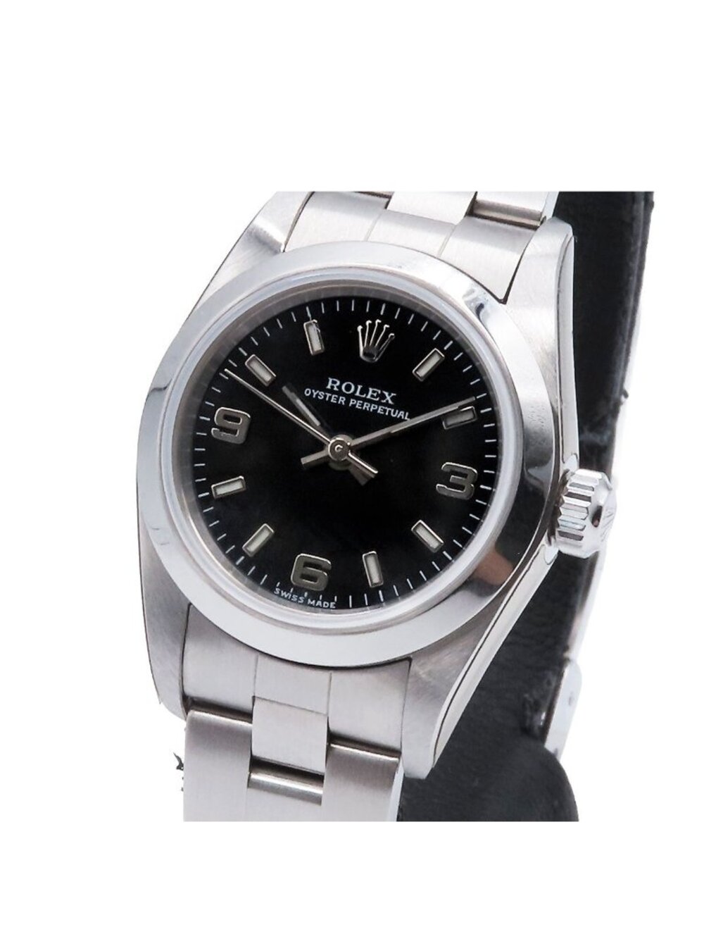 Rolex Oyster Perpetual Black Stainless Steel Oyster Bracelet Watch Automatic